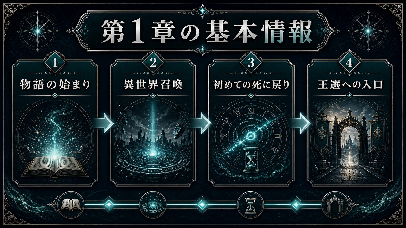 Re:ゼロ第1章の基本情報を異世界召喚・死に戻り・王選への入口で整理した図解