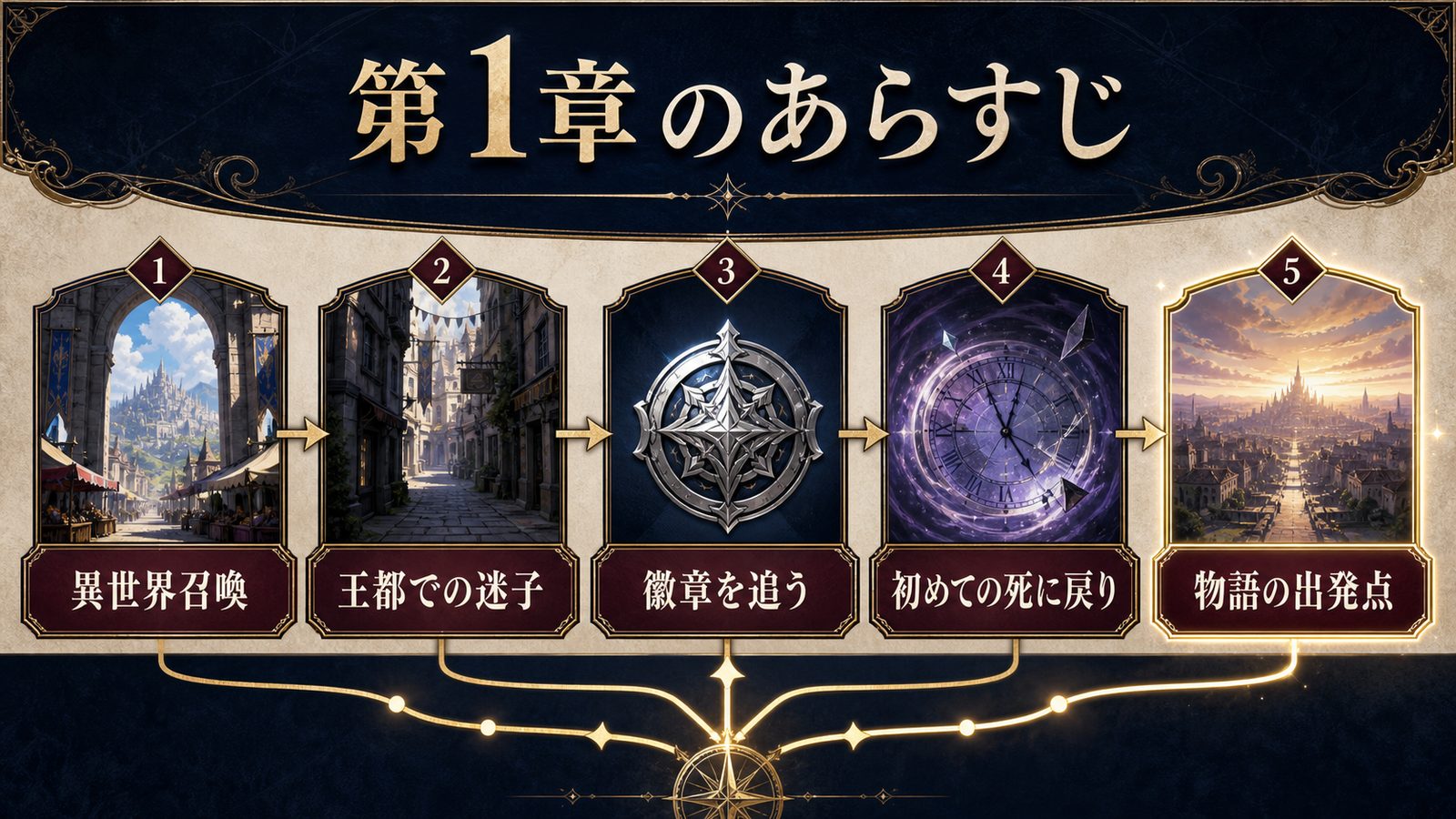 Re:ゼロ第1章のあらすじを異世界召喚・王都・徽章・死に戻りで整理した図解