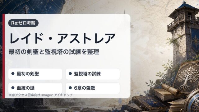 レイド・アストレアを最初の剣聖・監視塔の試練・血統の謎・6章の強敵で整理したアイキャッチ