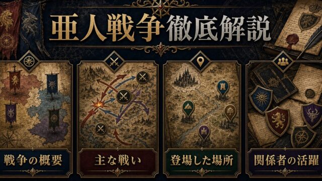 リゼロの亜人戦争を戦争の概要・主な戦い・登場した場所・関係者の活躍で整理したアイキャッチ