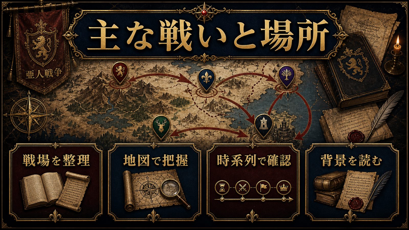 亜人戦争の主な戦いと登場した場所を戦場・地図・時系列・背景から整理した図解