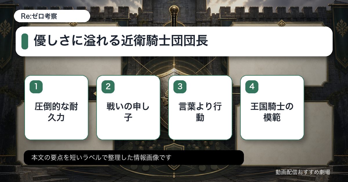 優しさに溢れる近衛騎士団団長をカード形式で整理した情報画像