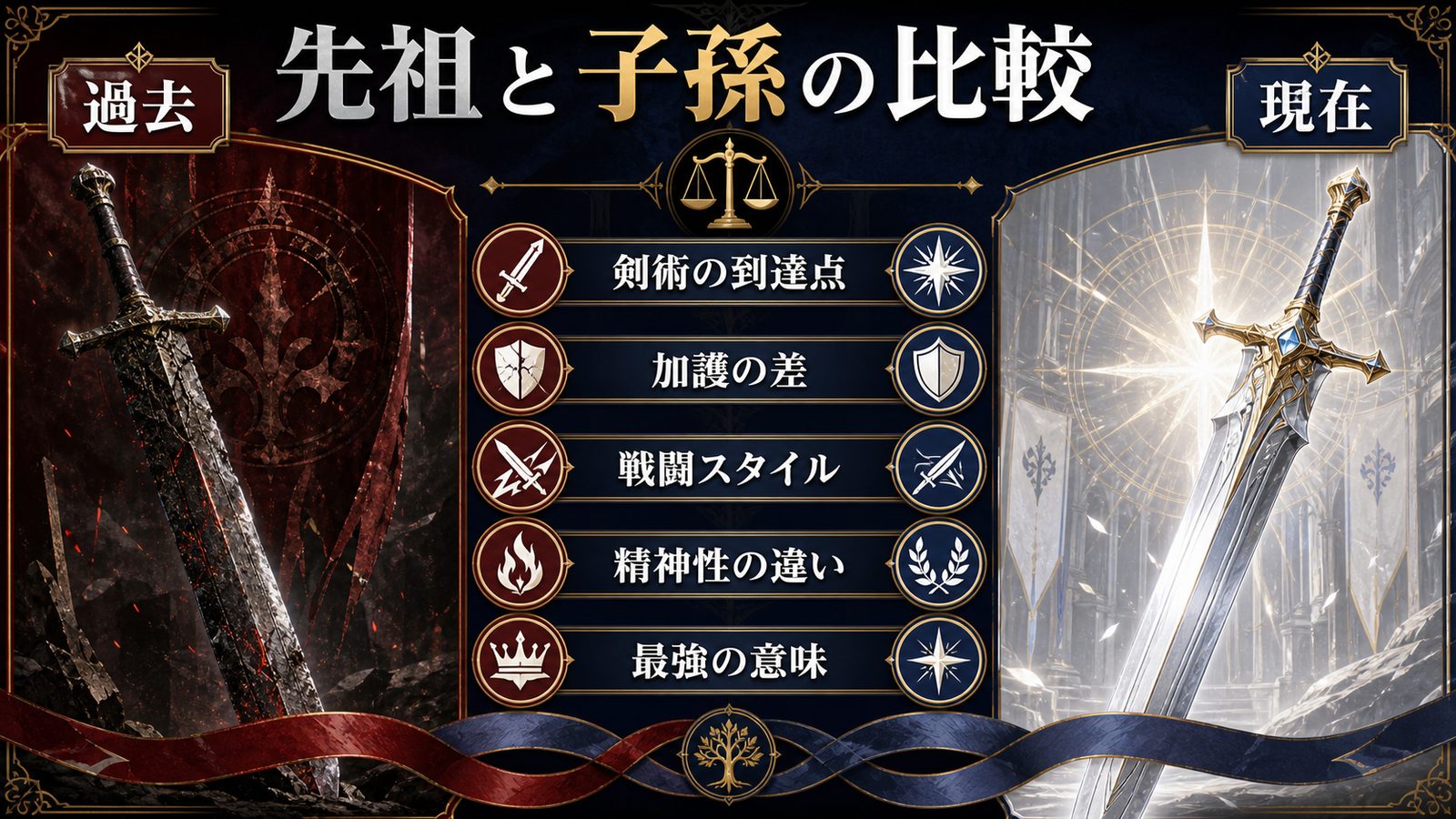レイドとラインハルトの違いを剣術・加護・戦闘スタイル・精神性から比較した図解