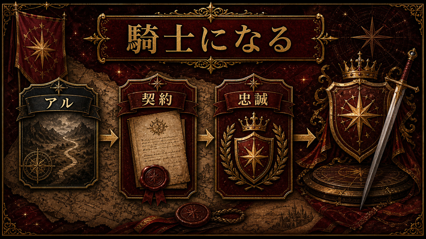 アルがプリシラの騎士になる流れを示すImage2図解