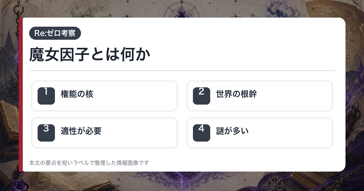 魔女因子とは何かを権能の核・世界の根幹・適性が必要・謎が多いで整理した情報画像