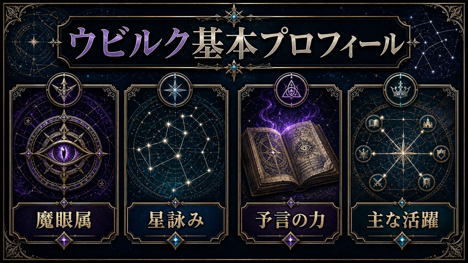 ウビルクの基本プロフィールを魔眼属・星詠み・予言の力・主な活躍で整理した図解