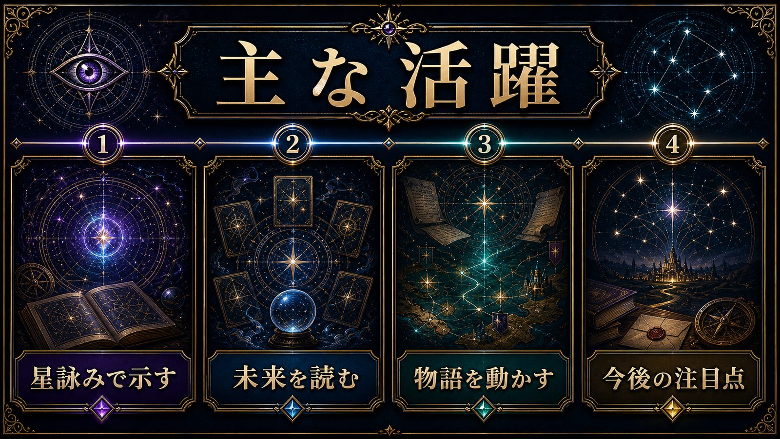 ウビルクの主な活躍を星詠み・未来を読む力・物語を動かす役割・今後の注目点で整理した図解