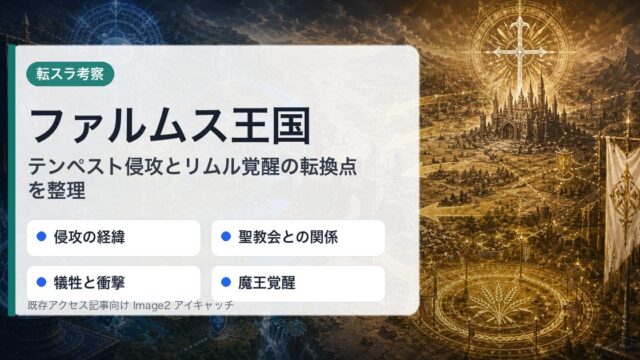 ファルムス王国を侵攻の経緯・聖教会との関係・犠牲と衝撃・魔王覚醒で整理したアイキャッチ