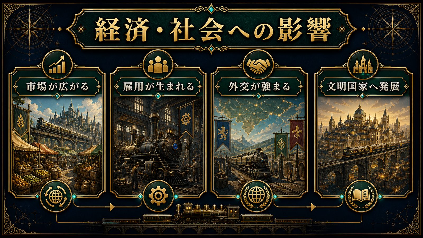 魔導列車がテンペストの経済と社会へ与えた影響を整理した図解