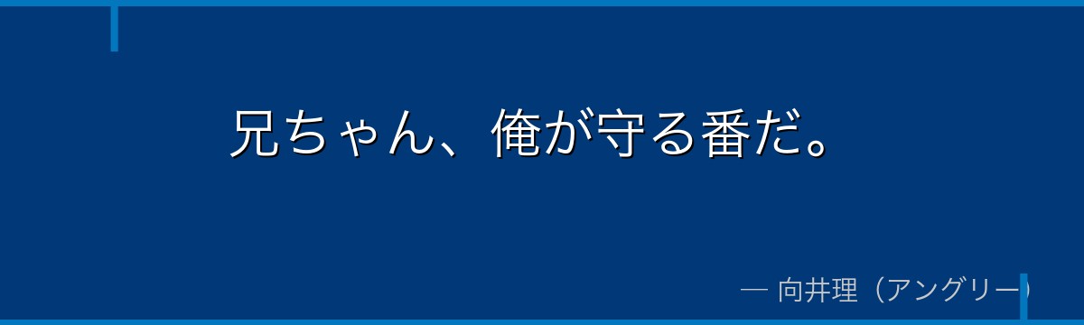 兄ちゃん、俺が守る番だ。