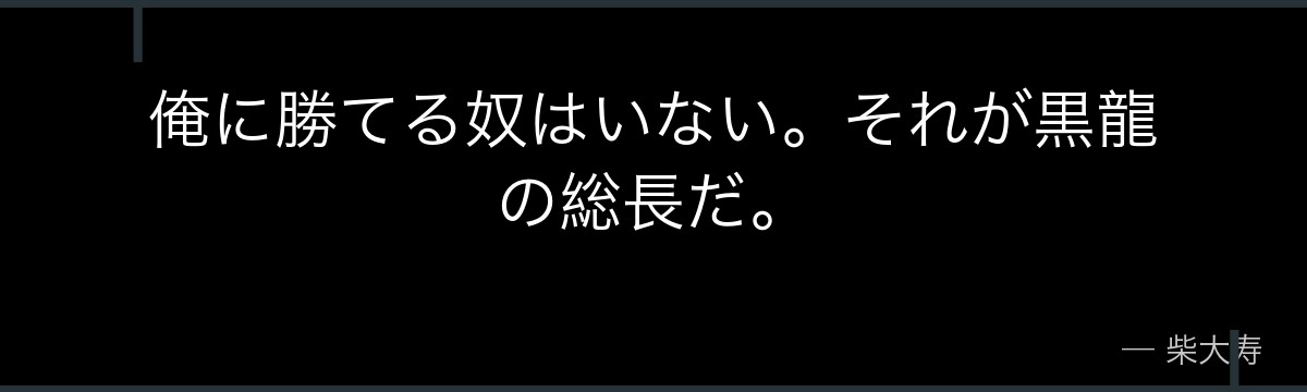 俺に勝てる奴はいない。それが黒龍の総長だ。