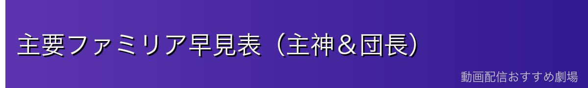 主要ファミリア早見表(主神&団長)