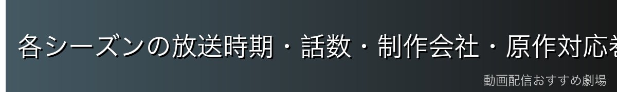 各シーズンの放送時期・話数・制作会社・原作対応巻