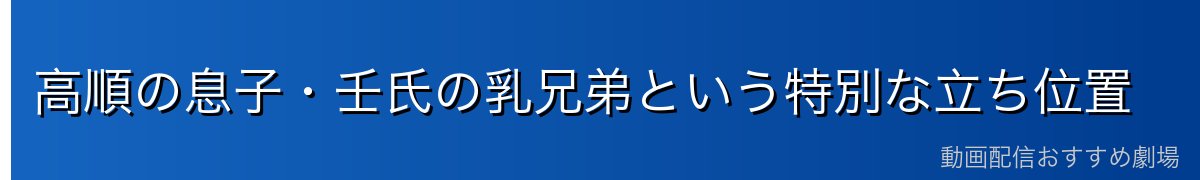 高順の息子・壬氏の乳兄弟という特別な立ち位置