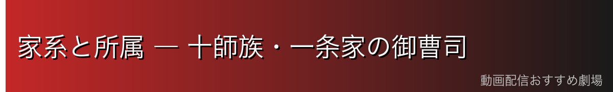 家系と所属 ― 十師族・一条家の御曹司
