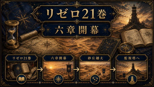 リゼロ原作小説21巻の大砂海と監視塔を示すImage2アイキャッチ