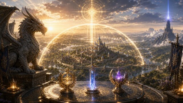 リゼロの神龍ボルカニカを王国、三つの奇跡、盟約、監視塔で表したアイキャッチ画像