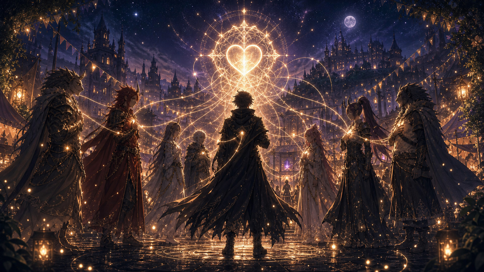 覚醒魔人の核心である信頼と絆の力を光のネットワークで表した画像