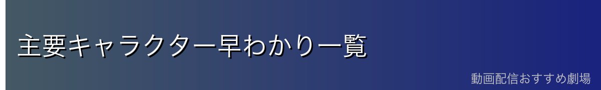 主要キャラクター早わかり一覧