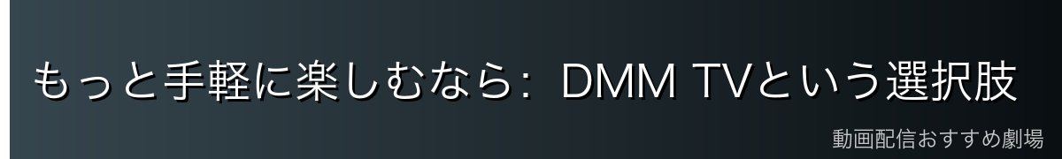 もっと手軽に楽しむなら：DMM TVという選択肢