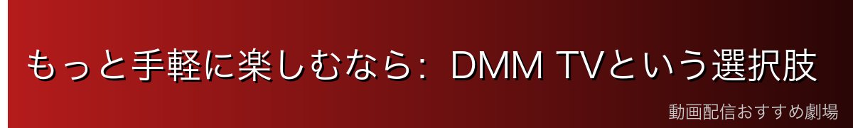 もっと手軽に楽しむなら：DMM TVという選択肢