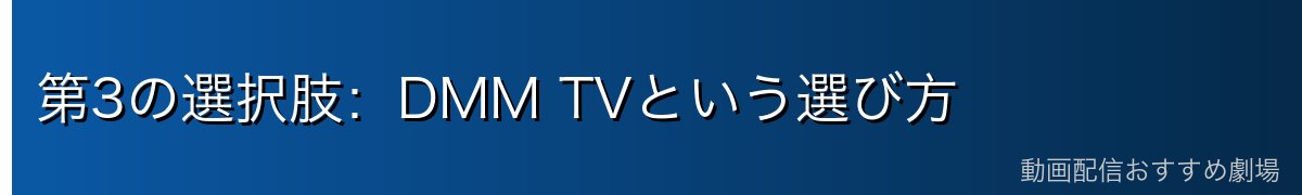 第3の選択肢：DMM TVという選び方