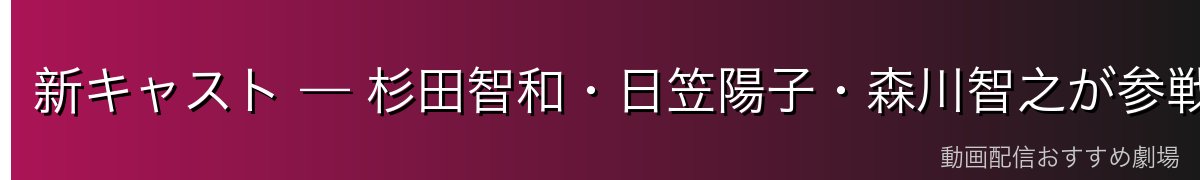 新キャスト — 杉田智和・日笠陽子・森川智之が参戦