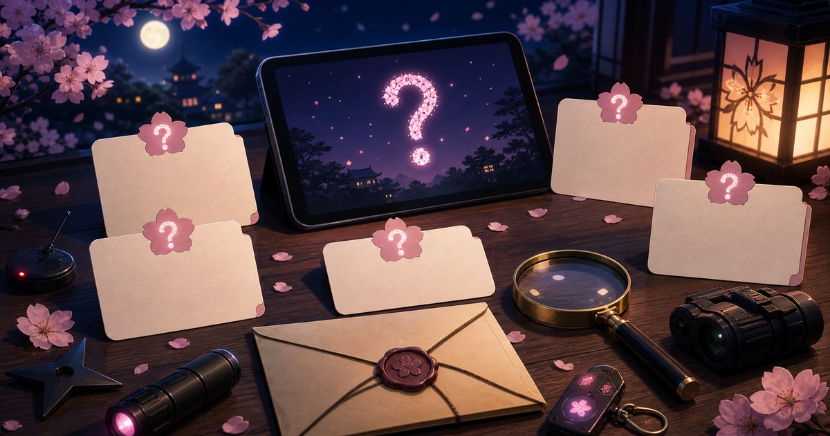 夜桜さんちの大作戦のFAQを空白カード・配信端末・虫眼鏡・ミッション封筒で整理した画像