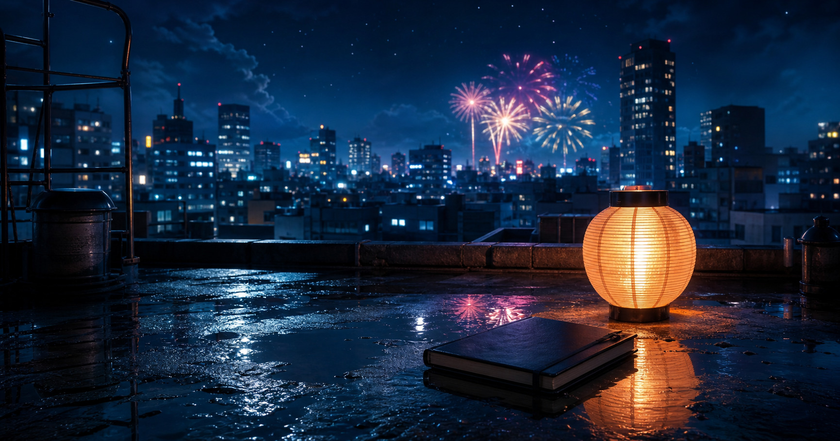 真夜中乙女戦争の夜の都市と青春を象徴するイラスト