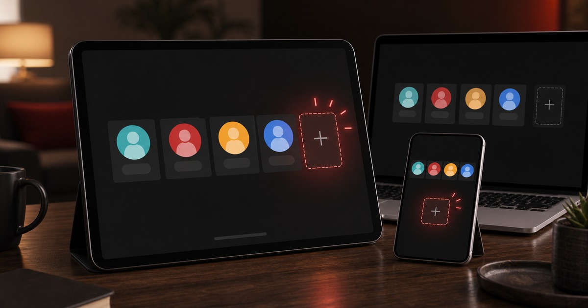 Netflixのプロフィール追加方法を端末ごとの設定画面で示す画像