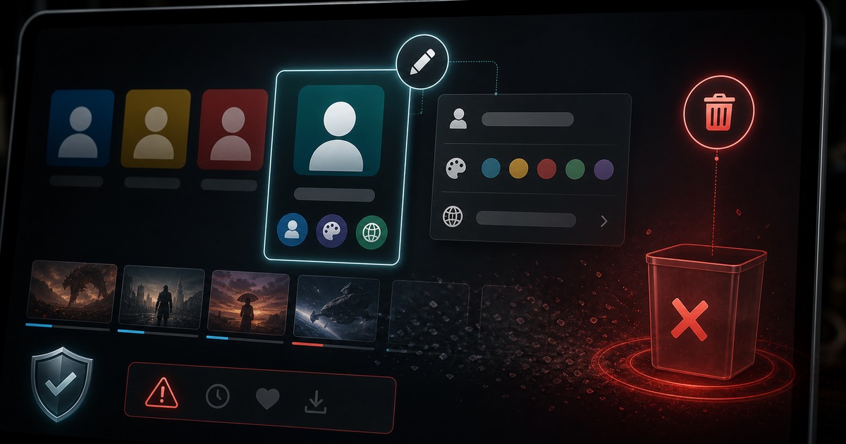 Netflixプロフィールの編集と削除時の注意点を示す画像