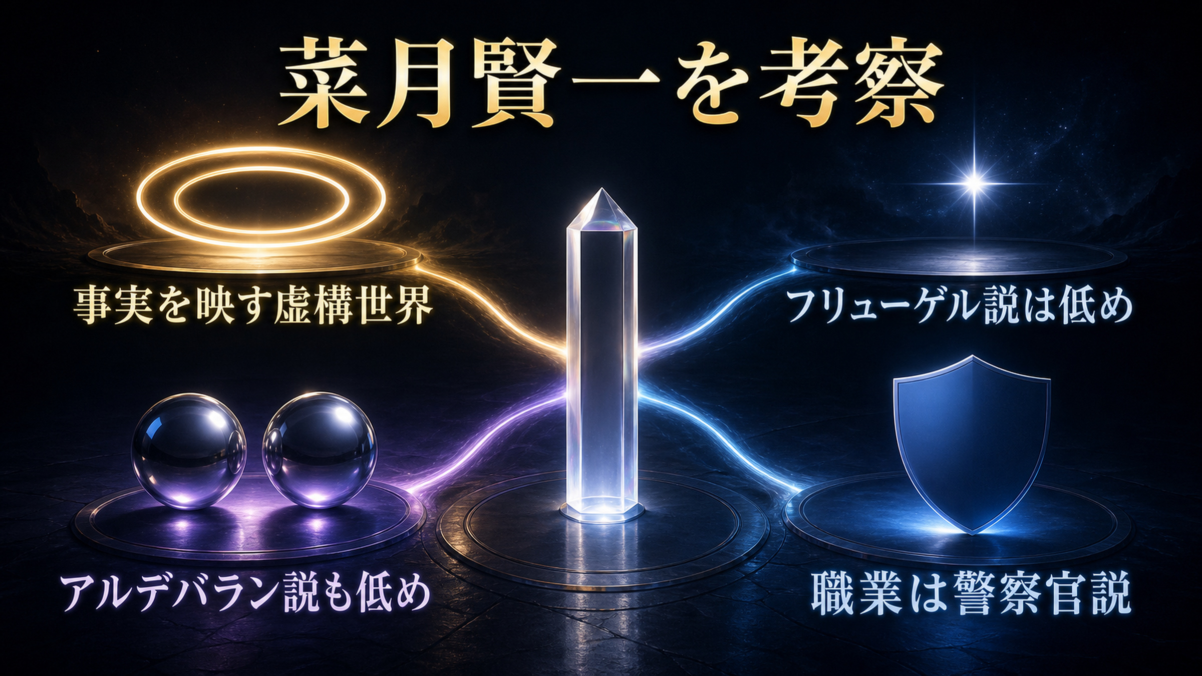 菜月賢一の正体に関する複数の説と職業説を比較した図解