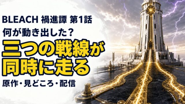 白い雷観測塔から三つの戦線が走るBLEACH禍進譚第1話の解説イメージ