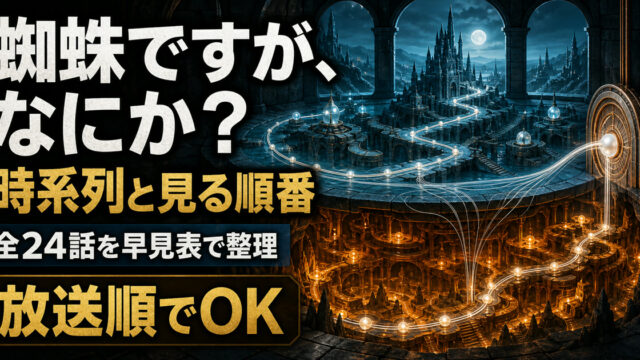 二つの時間層を銀の道が結ぶ『蜘蛛ですが、なにか？』の時系列と見る順番のアイキャッチ