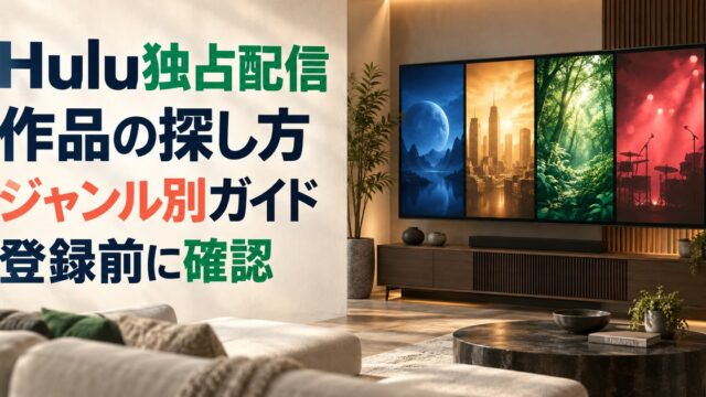 Hulu独占配信の探し方とジャンル別の見どころをまとめたアイキャッチ