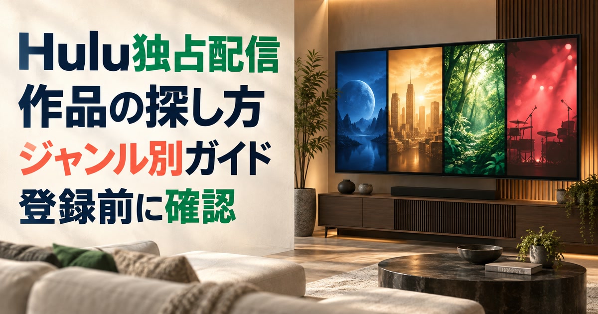 Hulu独占配信の探し方とジャンル別の見どころをまとめたアイキャッチ