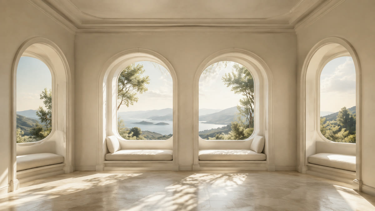 同じ光景を望む複数の無地の観覧室