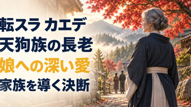 カエデの天狗族長老としての愛情と家族を導く決断を表すアイキャッチ