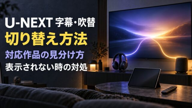 U-NEXTの字幕・吹替の切り替え方法と対処法をまとめたアイキャッチ