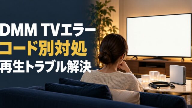 DMM TVのエラーコード別対処と再生トラブル解決を案内するアイキャッチ
