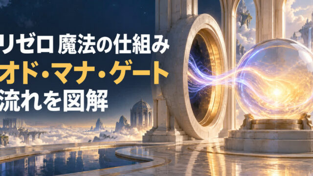 リゼロのオド・マナ・ゲートと魔法の流れを表すアイキャッチ