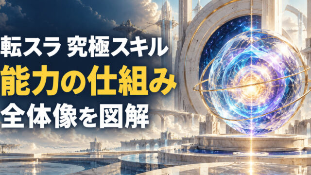 転スラの究極スキルと能力の仕組みを抽象的に表すアイキャッチ