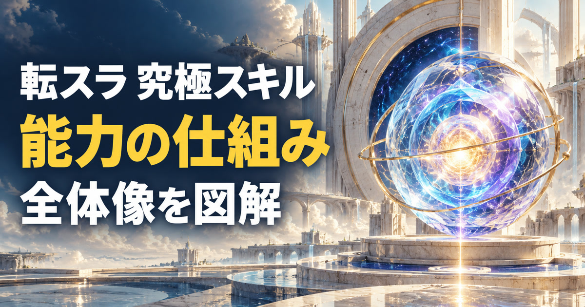 転スラの究極スキルと能力の仕組みを抽象的に表すアイキャッチ